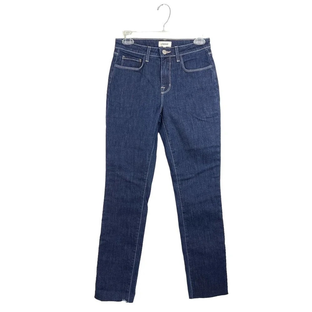 L'agence Highrise Slim Straight‎ Leg Denim Jeans Size 25 Raw Hem Basic Normcore